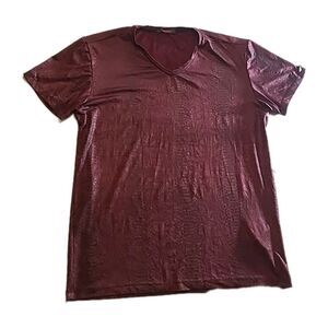Mondo Mens Short Sleeve Shirt Size Med Red & Black Snake skin looking pattern